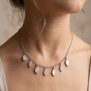 925 Sterling Silver Leaf Shape charms Necklace with Adjustable Length